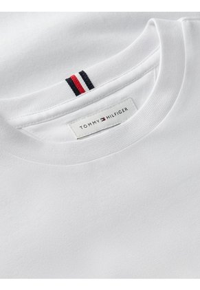 Camiseta Blanca De Punto Con Contorno Del Logo Tommy Hilfiger