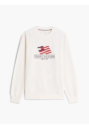 Saco Blanco De Cuello Redondo Con Logo Gráfico En El Pecho Tommy Hilfiger