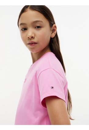 Camiseta Rosa De Corte Amplio Con Logo Tonal Tommy Hilfiger