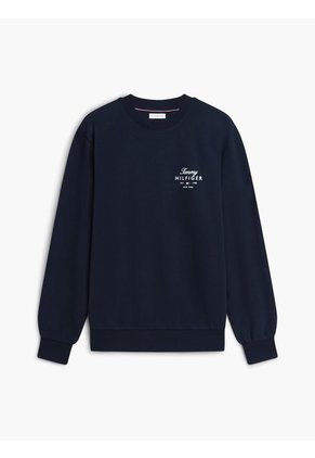 Saco Azul De Cuello Redondo Con Logo Script Tommy Hilfiger