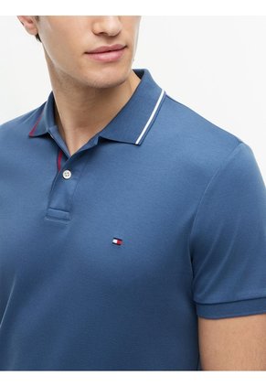 Polo Azul De Corte Slim Con Logo Tommy Hilfiger