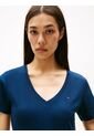 Vestido Azul De Cuello V Con Logo Tommy Hilfiger de Tommy Hilfiger