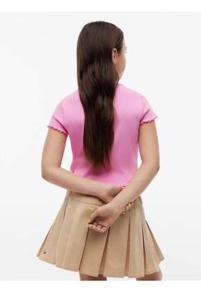 Camiseta Rosa Essential Acanalada Con Volantes Tommy Hilfiger