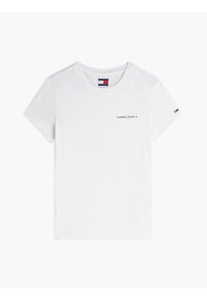 Camiseta Blanca Slim De Punto Con Logo Tommy Jeans