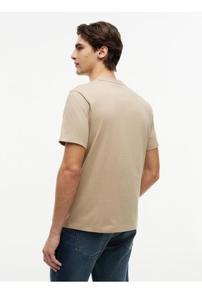 Camiseta Khaki De Cuello Redondo Con Logo Bordado Tommy Hilfiger