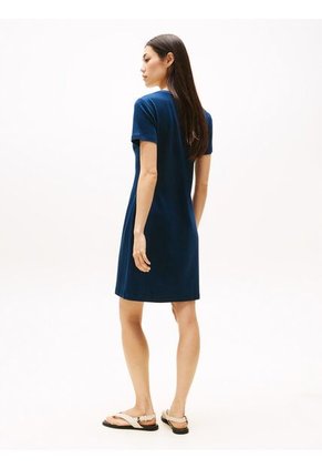 Vestido Azul De Cuello V Con Logo Tommy Hilfiger