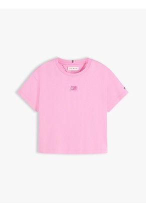Camiseta Rosa De Corte Amplio Con Logo Tonal Tommy Hilfiger