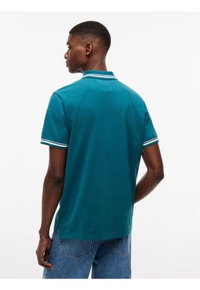 Polo Verde De Corte Regular Ribeteado Con Logo Tommy Jeans