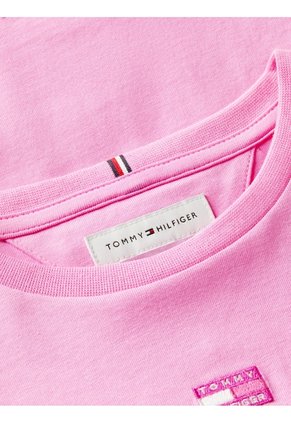 Camiseta Rosa De Corte Amplio Con Logo Tonal Tommy Hilfiger