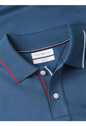 Polo Azul De Corte Slim Con Logo Tommy Hilfiger