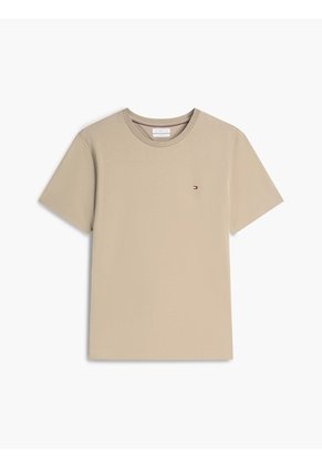 Camiseta Khaki De Cuello Redondo Con Logo Bordado Tommy Hilfiger