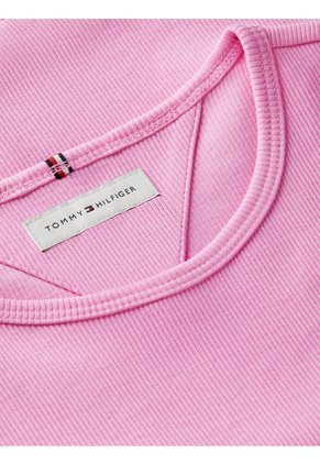 Camiseta Rosa Essential Acanalada Con Volantes Tommy Hilfiger