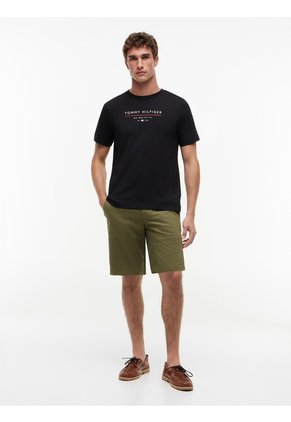 Camiseta Negra De Cuello Redondo Con Corte Regular Tommy Hilfiger