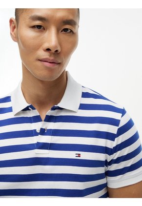 Polo Morado Interlock De Corte Regular Con Diseño De Rayas Tommy Hilfiger