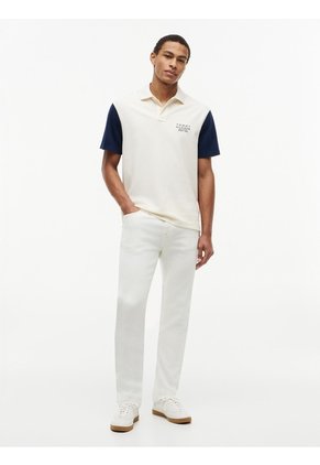 Polo Blanco Con Diseño Colorblock Con Logo Tommy Hilfiger