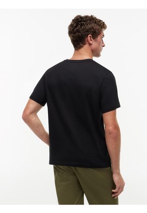 Camiseta Negra De Cuello Redondo Con Corte Regular Tommy Hilfiger