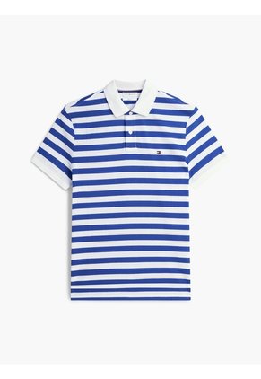 Polo Morado Interlock De Corte Regular Con Diseño De Rayas Tommy Hilfiger