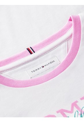 Camiseta Blanca Manga Corta Con Logo Gráfico Tommy Hilfiger