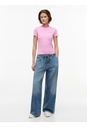 Camiseta Rosa Slim De Punto Con Logo Tommy Jeans