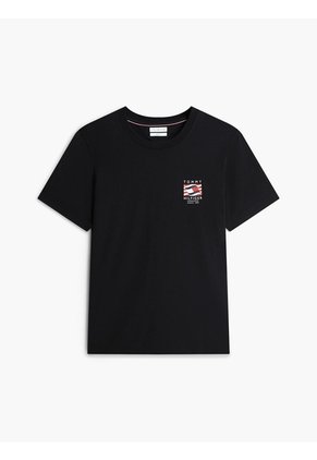 Camiseta Negra De Corte Regular Con Logo Box Flag Tommy Hilfiger