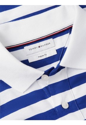 Polo Morado Interlock De Corte Regular Con Diseño De Rayas Tommy Hilfiger