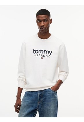 Saco Blanco De Cuello Redondo Con Logo Estampado En El Pecho Tommy Jeans