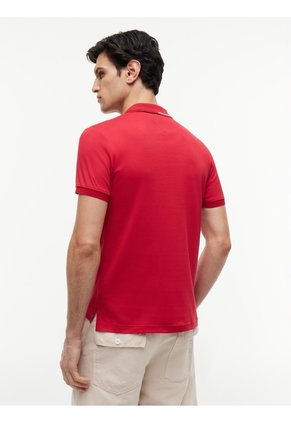 Polo Rojo De Corte Slim Con Logo Tommy Hilfiger