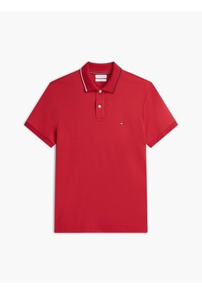 Polo Rojo De Corte Slim Con Logo Tommy Hilfiger