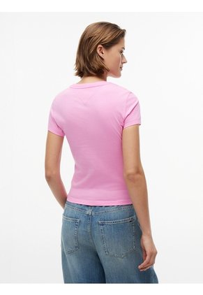 Camiseta Rosa Slim De Punto Con Logo Tommy Jeans