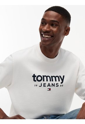 Saco Blanco De Cuello Redondo Con Logo Estampado En El Pecho Tommy Jeans