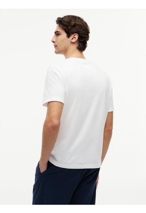 Camiseta Blanca De Cuello Redondo Con Logo Estampado Gráfico Tommy Hilfiger