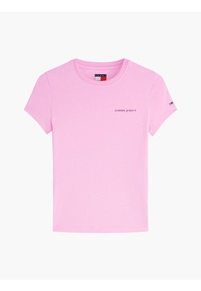 Camiseta Rosa Slim De Punto Con Logo Tommy Jeans