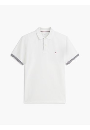 Polo Blanco De Corte Regular Con Tejido Jacquard Tommy Hilfiger