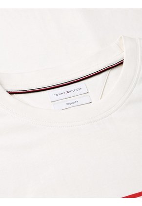 Camiseta Blanca Manga Corta Con Diseño De Rayas Tommy Hilfiger
