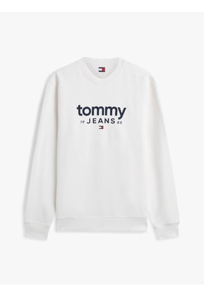 Saco Blanco De Cuello Redondo Con Logo Estampado En El Pecho Tommy Jeans