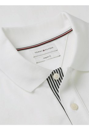 Polo Blanco De Corte Regular Con Tejido Jacquard Tommy Hilfiger