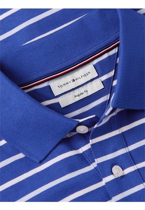 Polo Azul Interlock De Corte Regular Con Diseño De Rayas Tommy Hilfiger