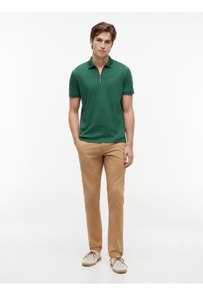 Polo Verde En Algodón Fluido De Corte Regular Tommy Hilfiger