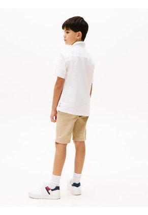 Camisa Blanca Oxford De Manga Corta Tommy Hilfiger