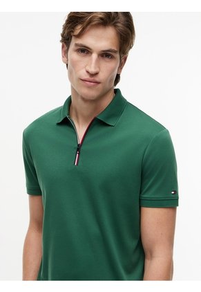 Polo Verde En Algodón Fluido De Corte Regular Tommy Hilfiger