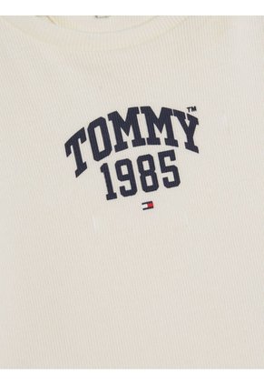 Camiseta Blanca Universitaria De Punto Elástico Para Niña Tommy Hilfiger
