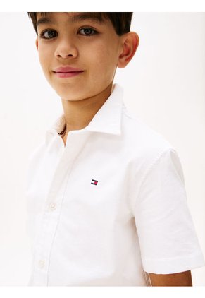 Camisa Blanca Oxford De Manga Corta Tommy Hilfiger