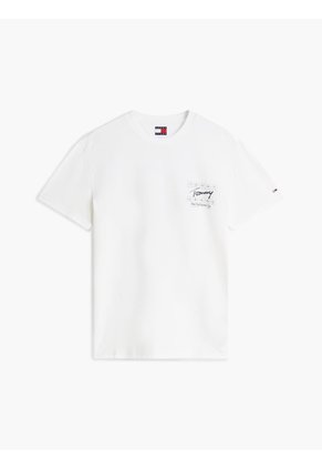 Camiseta Blanca De Corte Regular Con Logo Script Bordado Tommy Jeans