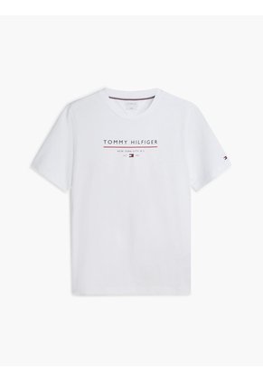 Camiseta Blanca De Cuello Redondo Con Corte Regular Tommy Hilfiger
