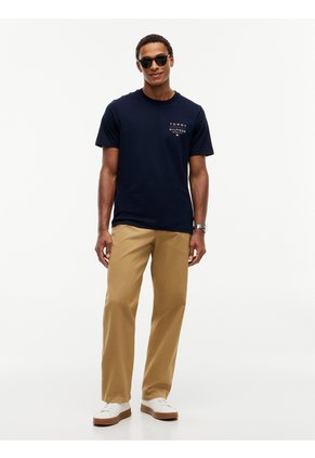 Camiseta Azul De Cuello Redondo Con Logo Estampado Gráfico Tommy Hilfiger
