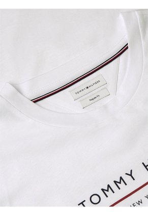 Camiseta Blanca De Cuello Redondo Con Corte Regular Tommy Hilfiger