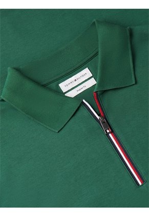 Polo Verde En Algodón Fluido De Corte Regular Tommy Hilfiger