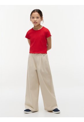 Camiseta Roja Essential Acanalada Con Volantes Tommy Hilfiger