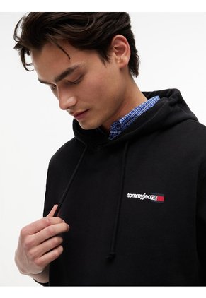 Buzo Negro Con Capota De Corte Regular Con Logo Estampado Tommy Jeans