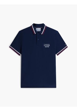 Polo Azul De Corte Regular Con Logo Tommy Hilfiger